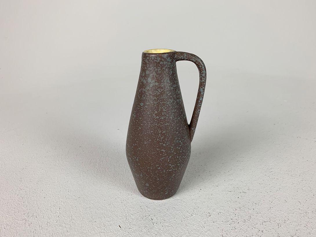 Foto Tiny Ceramic Vase with Blue Sprinkles and Yellow Inside h14 C6
