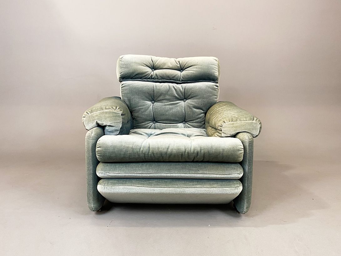 Foto Turquoise Velvet Lounge Seat with extendible Footrest