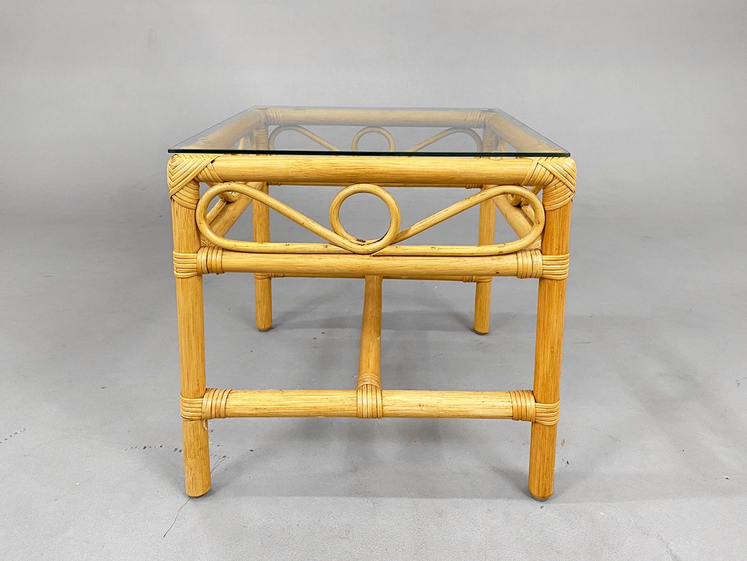 Foto Small Bamboo Coffee Table with Glass Top h44x46x46