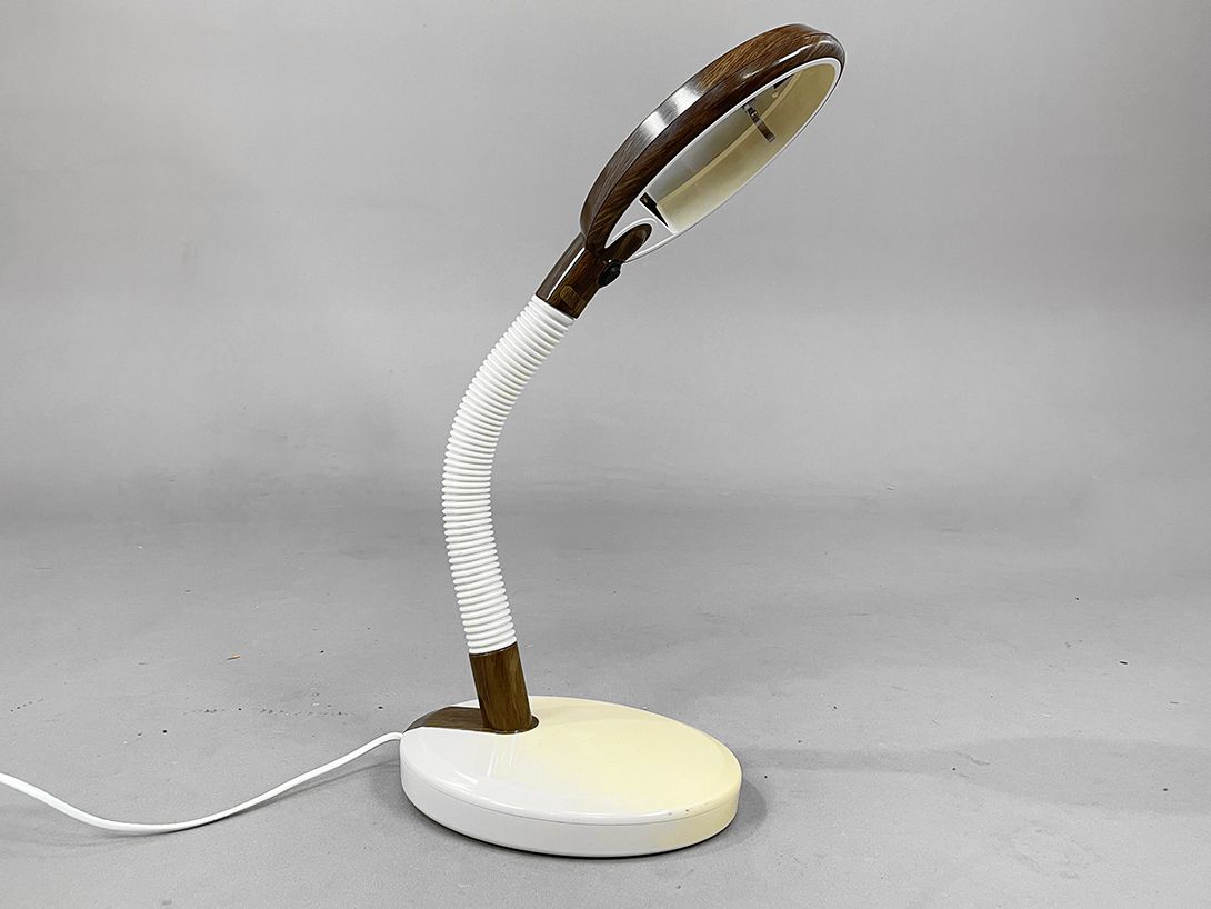 Foto White and Brown Desk Lamp 1950s h66