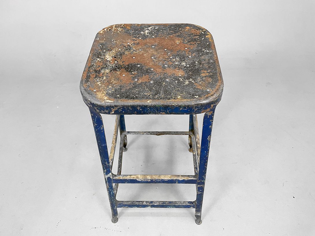 Foto Dark Blue Rusty Stool h76