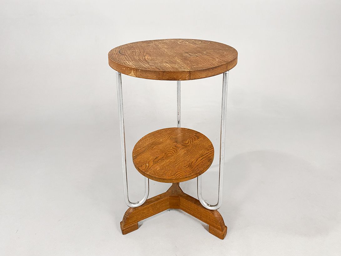 Foto Tall Round Wooden Side Table h77x50