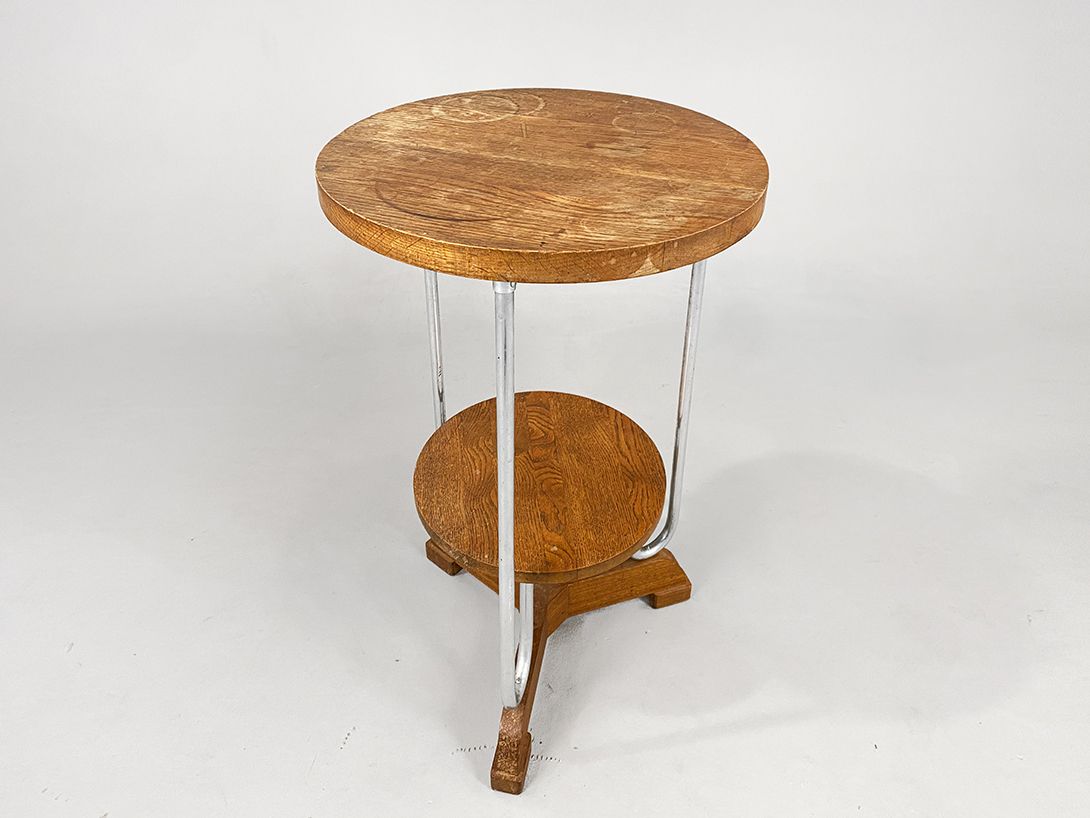 Foto Tall Round Wooden Side Table h77x50