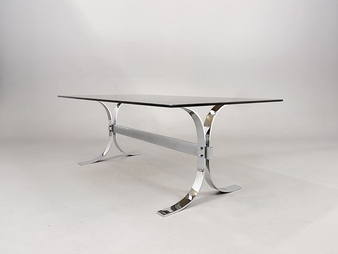Foto Chrome Coffee Table with Smoked Glass Tabletop h50