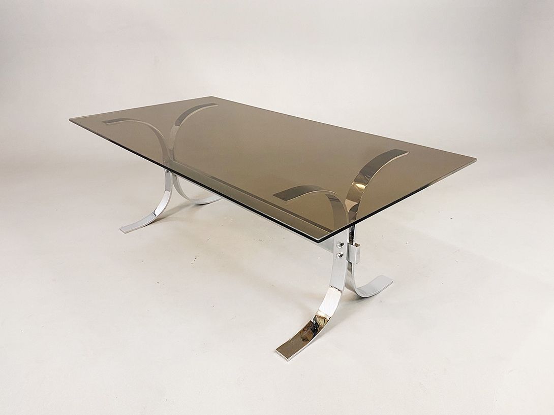 Foto Chrome Coffee Table with Smoked Glass Tabletop h50
