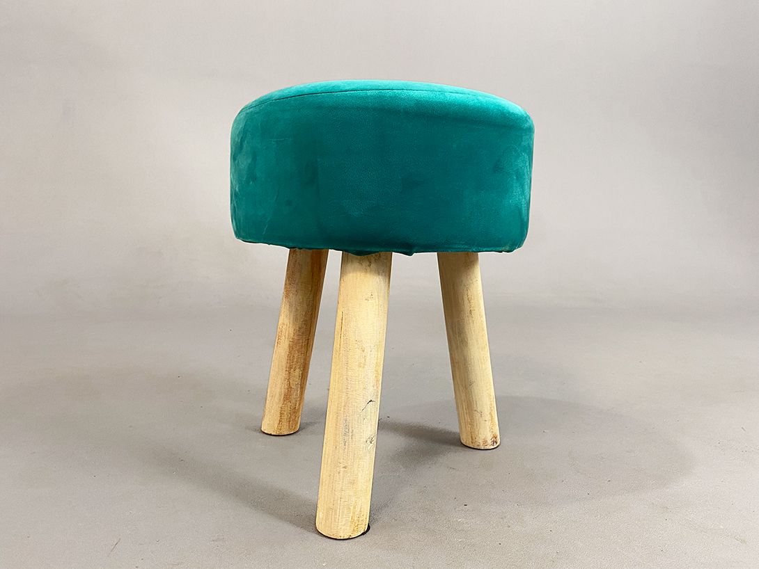 Foto Mini Green Velvet Stool