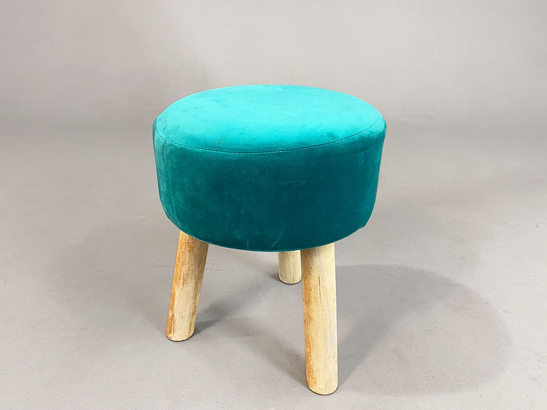 Foto Mini Green Velvet Stool
