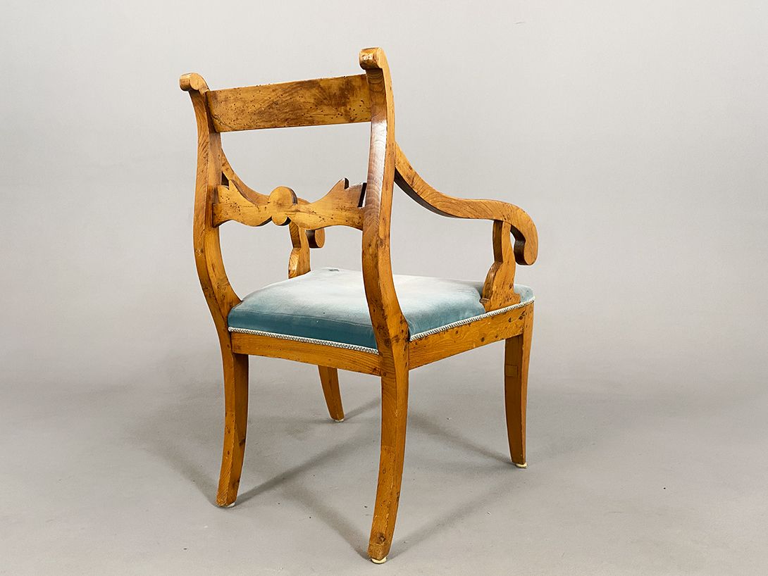 Foto Turquoise Velvet Carved Upholstered Armchair