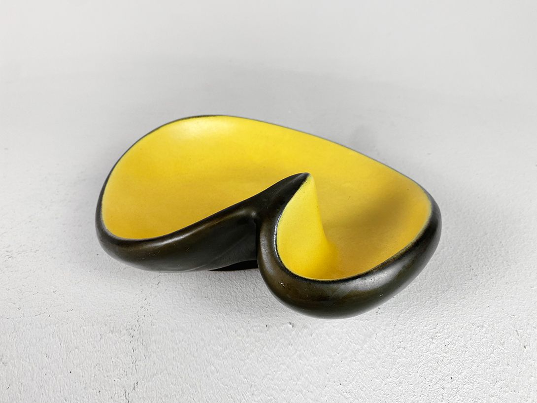 Foto Organic Shaped Ceramic Bowl, Black/Yellow