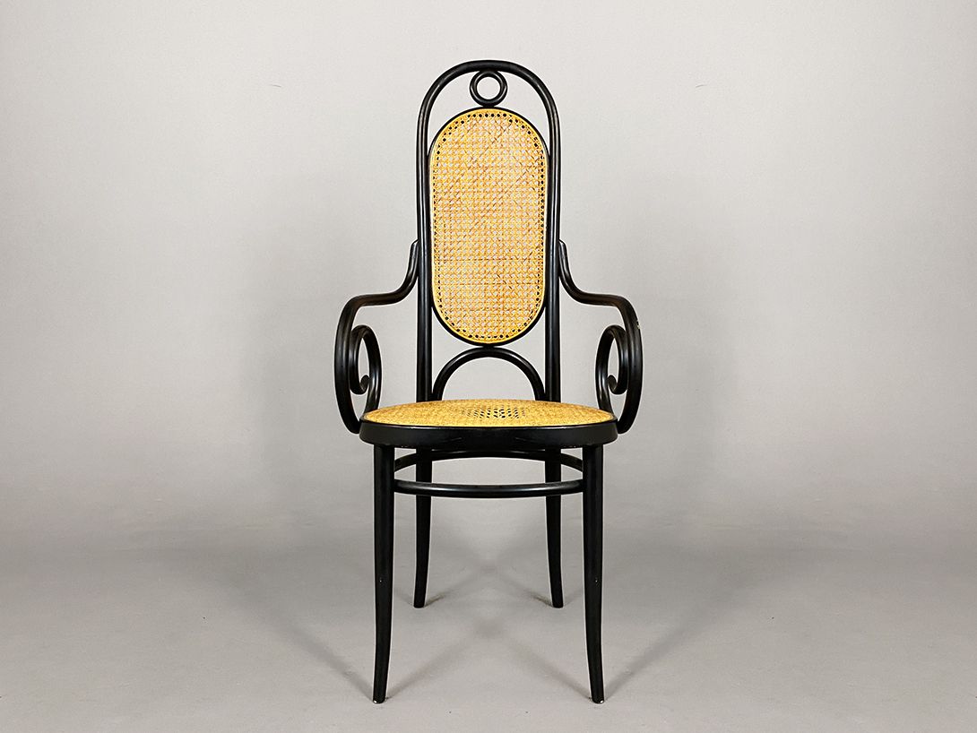 Foto Black Framed Chair with Wicker Seating (Decoration Only!)