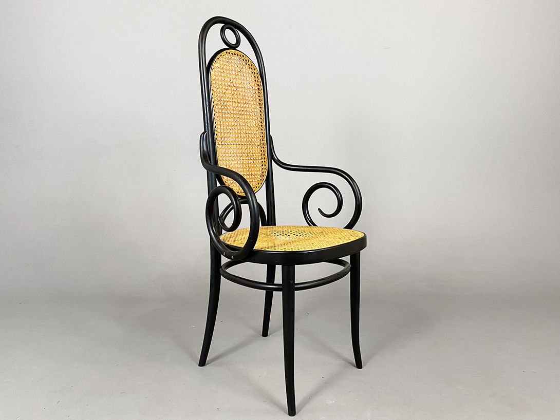 Foto Black Framed Chair with Wicker Seating (Decoration Only!)