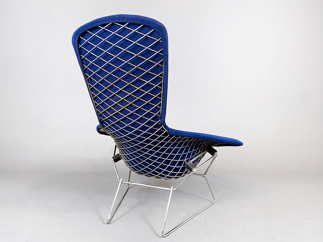 Foto Bird Chair Harry Bertoia with Blue Upholstery