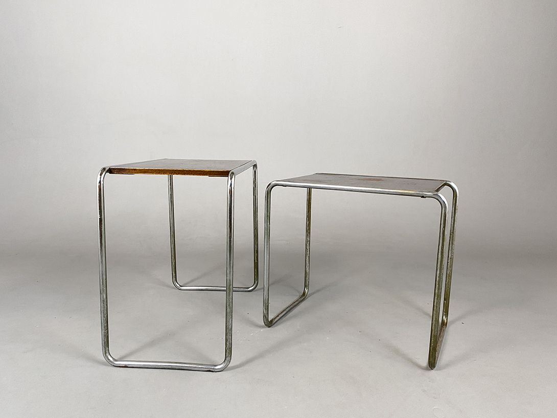Foto Nesting Table Set with Wooden Top h55-60&#215;59-66&#215;39