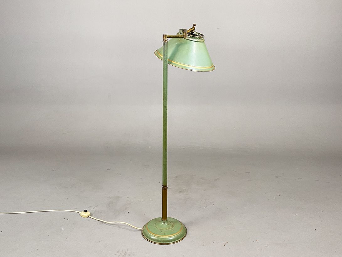 Foto Sage Green Floor Lamp with Brass Rim h116