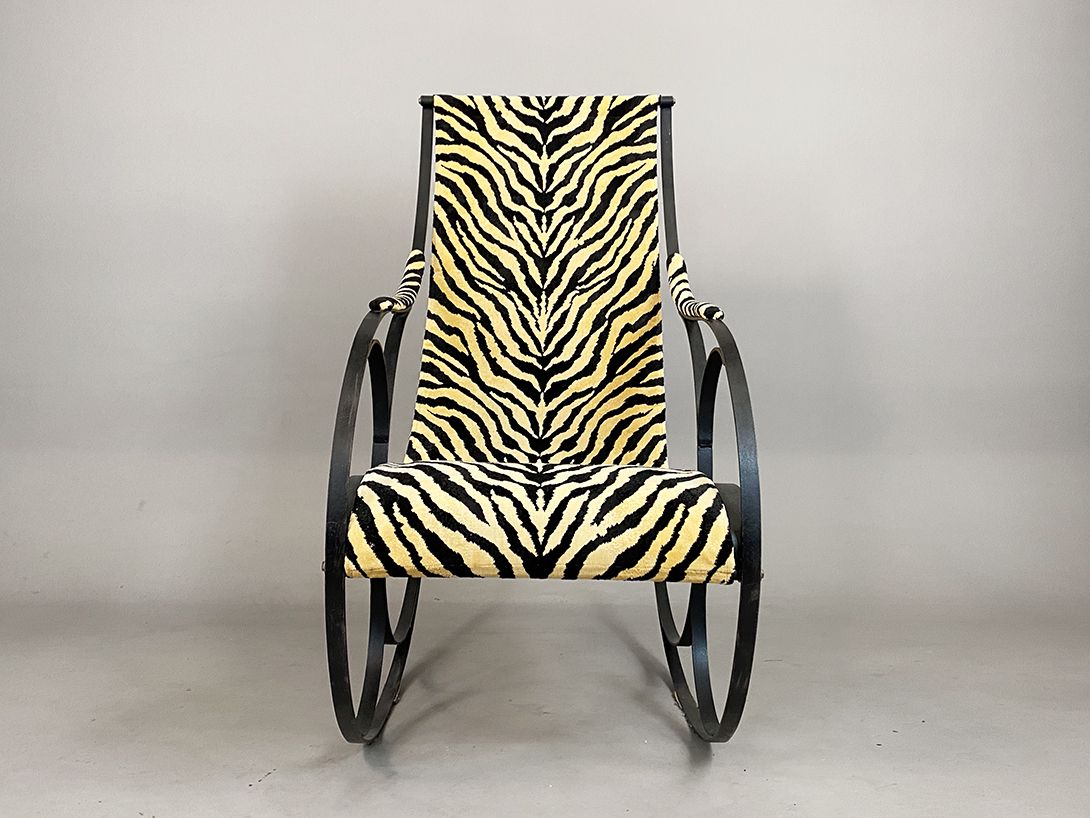 Foto Huge Zebra Print Rocking Chair Italy 1968 h146
