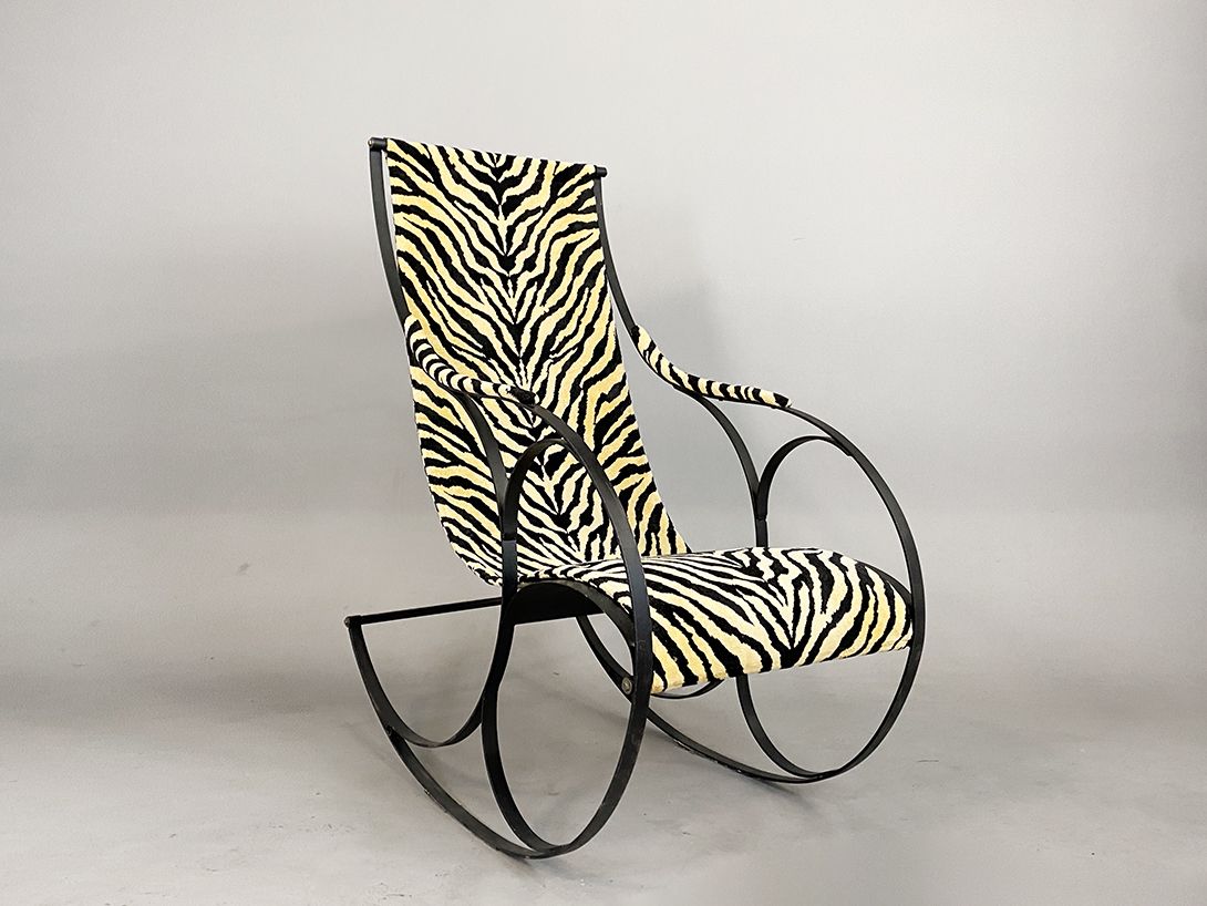 Foto Huge Zebra Print Rocking Chair Italy 1968 h146