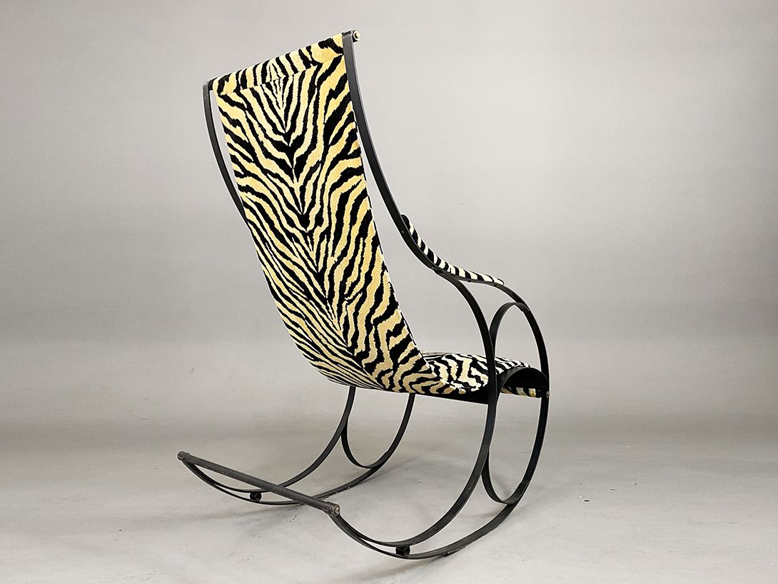 Foto Huge Zebra Print Rocking Chair Italy 1968 h146
