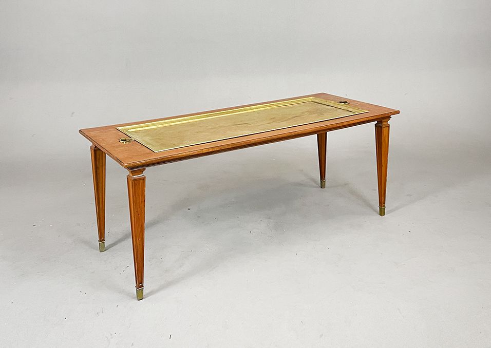 Foto Coffee Table with detachable Brass Serving Tray h50x125