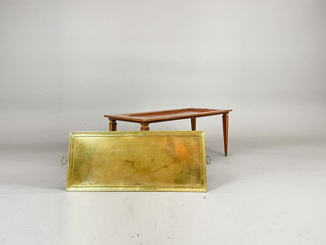 Foto Coffee Table with detachable Brass Serving Tray h50x125