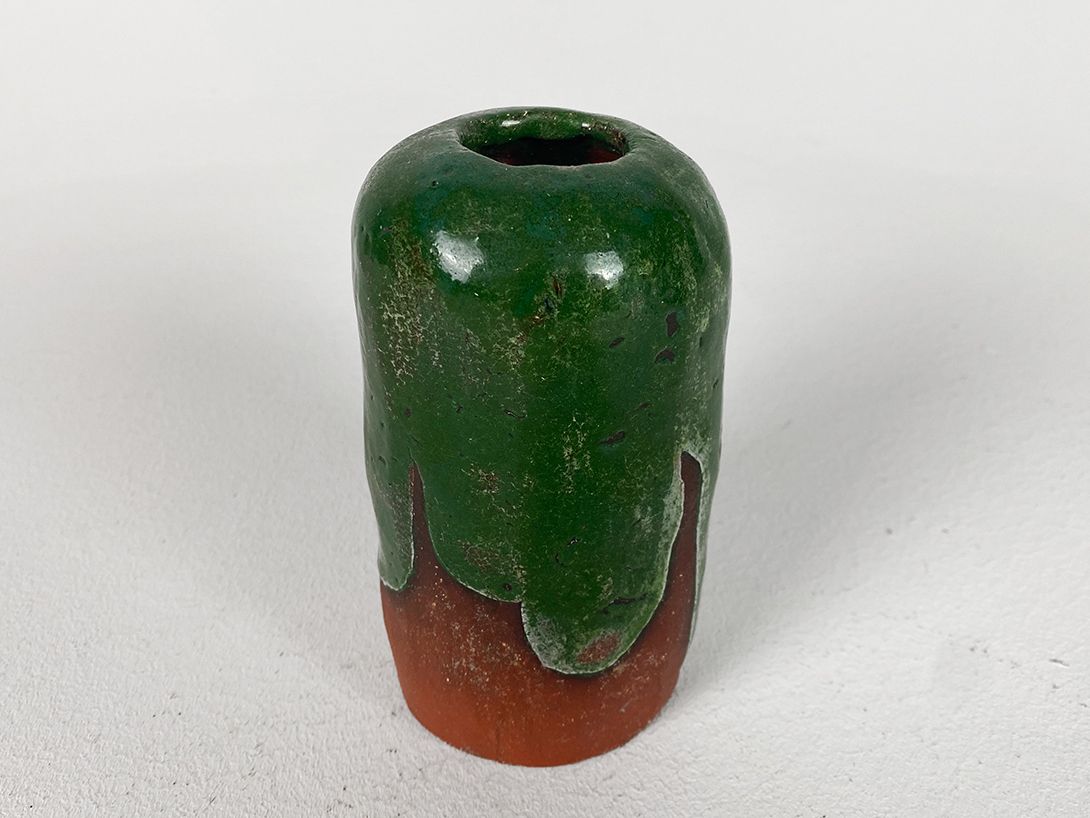 Foto Green and Red Painted Ceramic Vase h14 D5