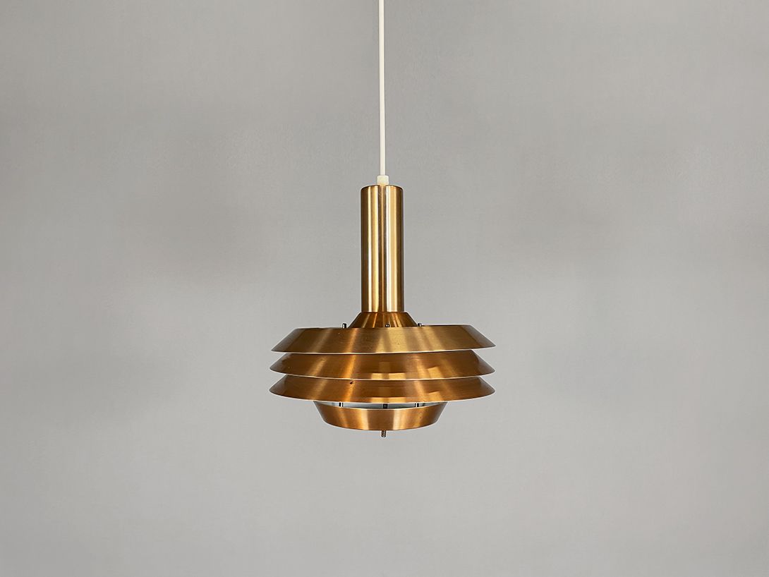 Foto Brassy Eloxated Hanging Lamp GDR 1969 ø35