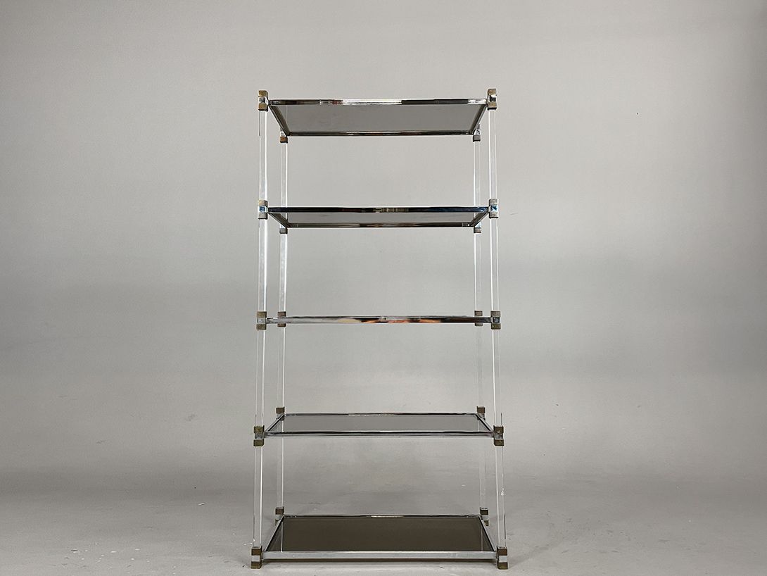 Foto Chrome Shelf with Glass Layers H155 Monaco 1980