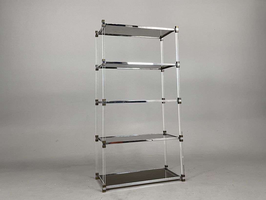 Foto Chrome Shelf with Glass Layers H155 Monaco 1980