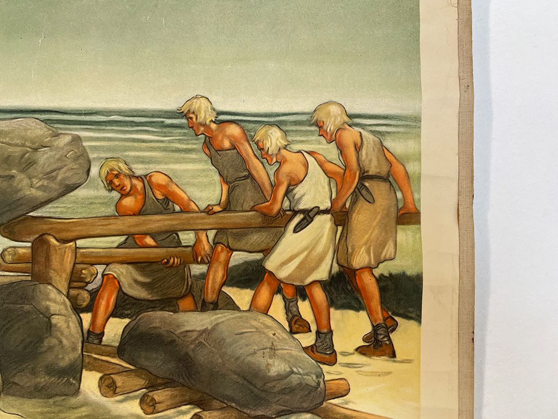 Foto Third Reich German School Poster of Aryan Stone Age People 1936 w101