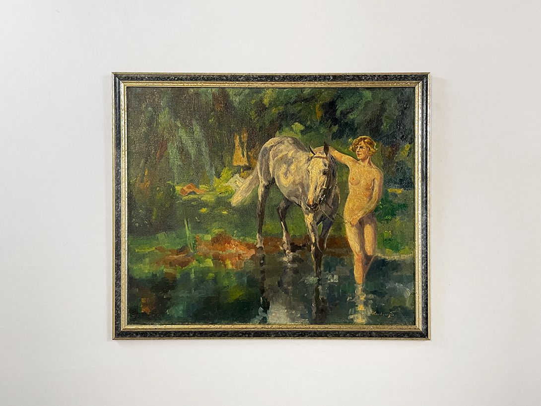 Foto Oil Painting Naked Woman with Horse h68 29A5