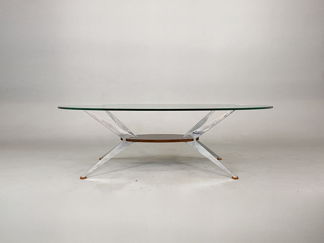 Foto Oval Smoked Glass Top Coffee Table h46x155x75