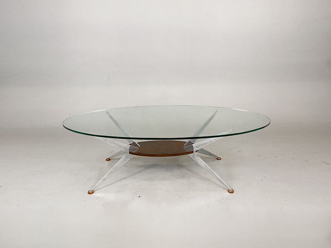 Foto Oval Smoked Glass Top Coffee Table h46x155x75