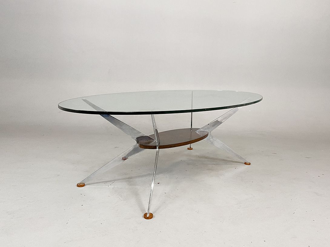 Foto Oval Smoked Glass Top Coffee Table h46x155x75