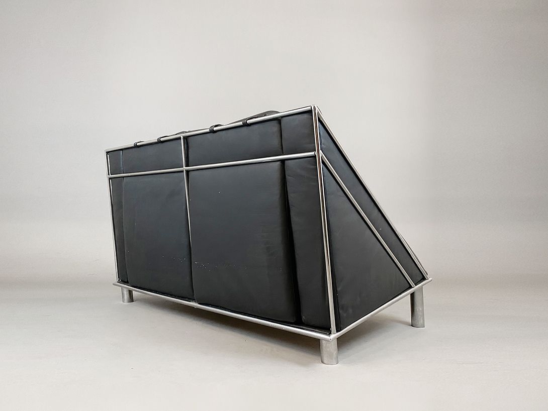 Foto Black Leather Memphis Two Seater Sofa