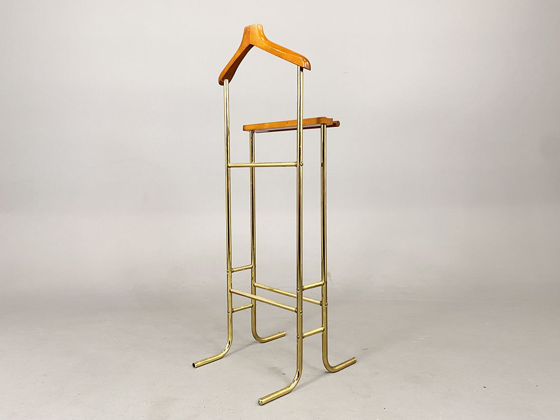 Foto Brass and Wooden Valet Stand Dumb Servant h123