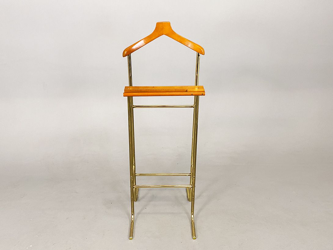 Foto Brass and Wooden Valet Stand Dumb Servant h123