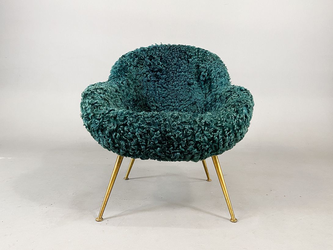 Foto Fritz Neth Dark Green Furry Cocktail Chair h76