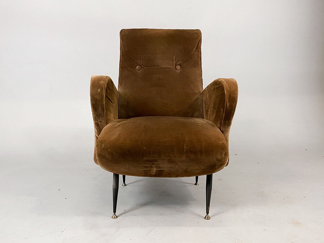 Foto Brown Velvet Armchair h92x67x75