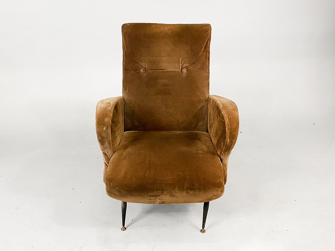 Foto Brown Velvet Armchair h92x67x75
