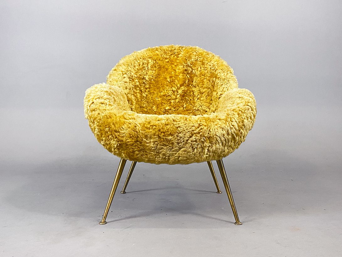 Foto Fritz Neth Furry Yellow Cocktail Chair h76x70x67