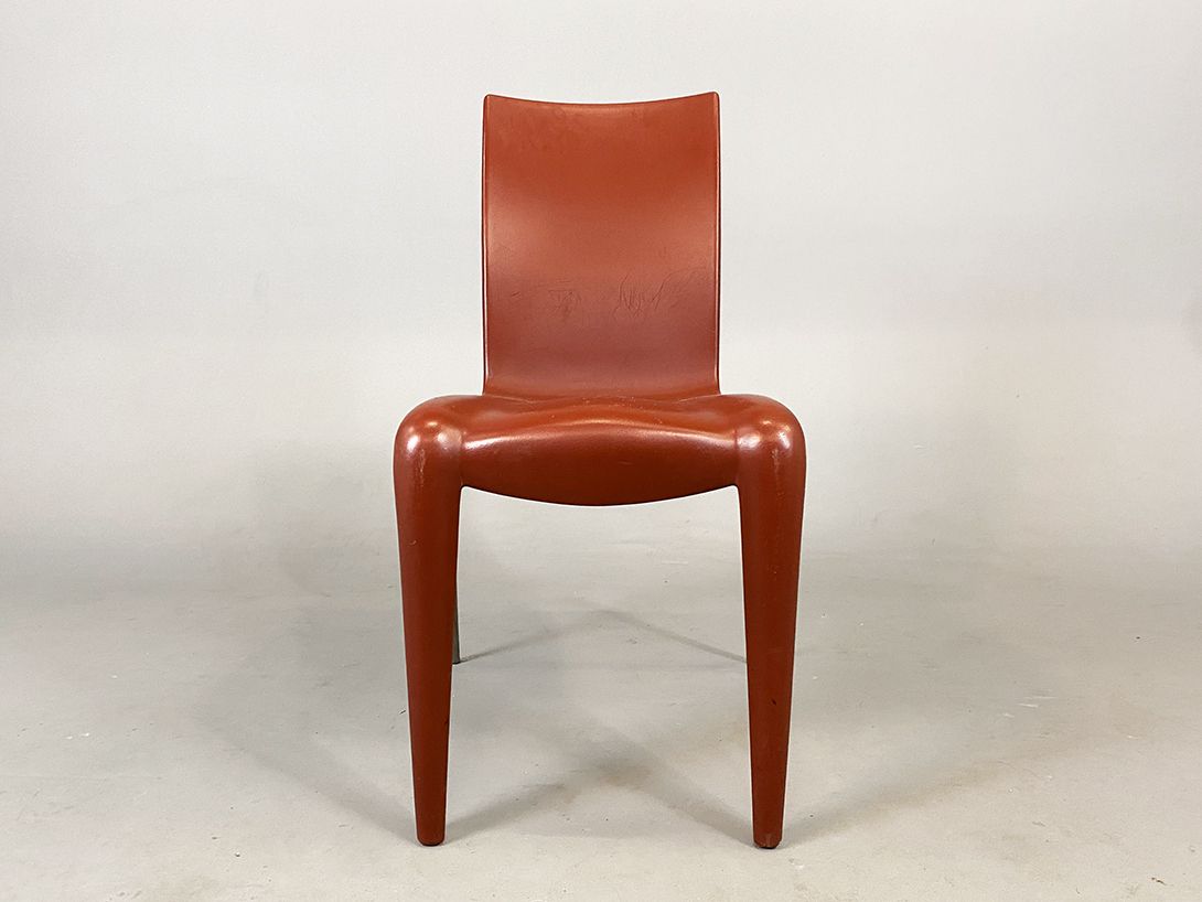 Foto Red Metal and Plastic Patchwork Dining Chair
