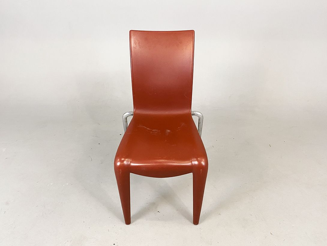 Foto Red Metal and Plastic Patchwork Dining Chair