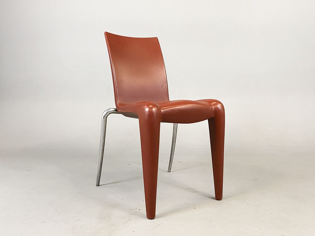 Foto Red Metal and Plastic Patchwork Dining Chair