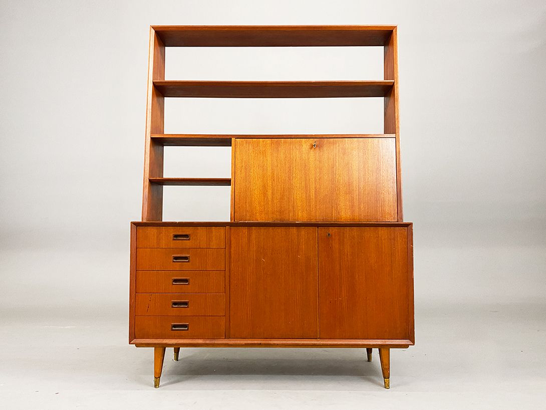 Foto Teak Wall Unit with built in Secretary Denmark 1963