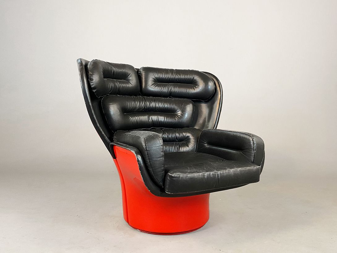 Foto Black And Red Joe Colombo Elda Chair Space Age 1964 h95x100x100