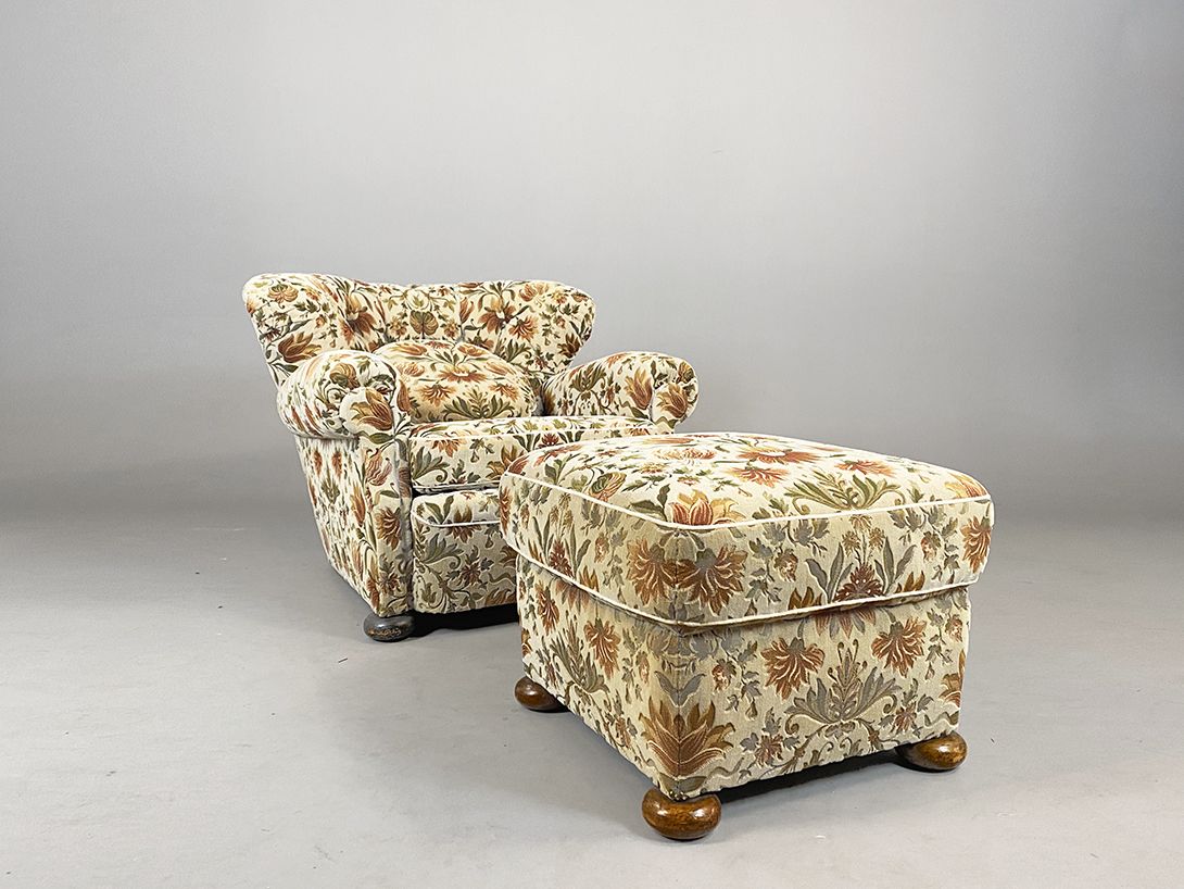 Foto Floral Granny Armchair German Living Room 1950 *N