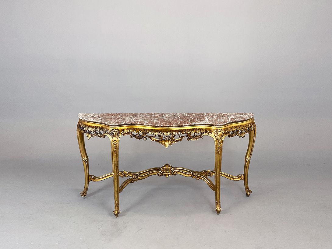 Foto Gorgeous Classicism Wall Buffet Table Console with Red Marble Plate h85 h85x164x44