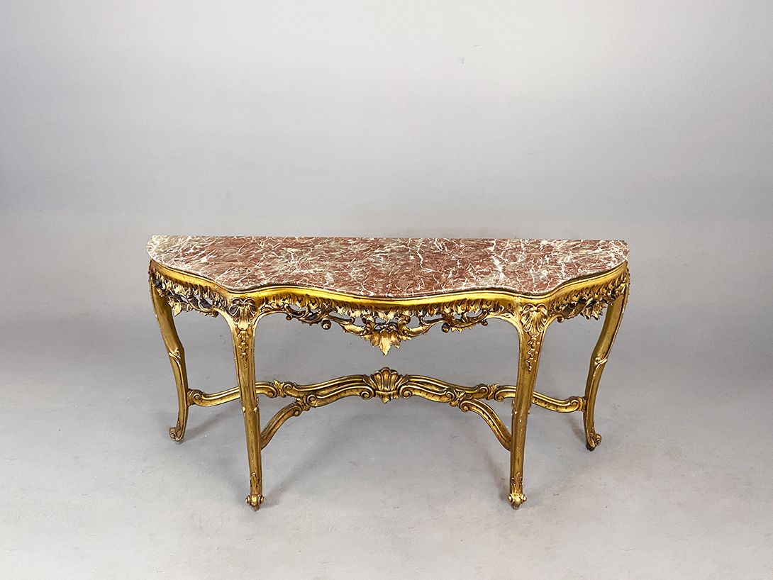 Foto Gorgeous Classicism Wall Buffet Table Console with Red Marble Plate h85 h85x164x44