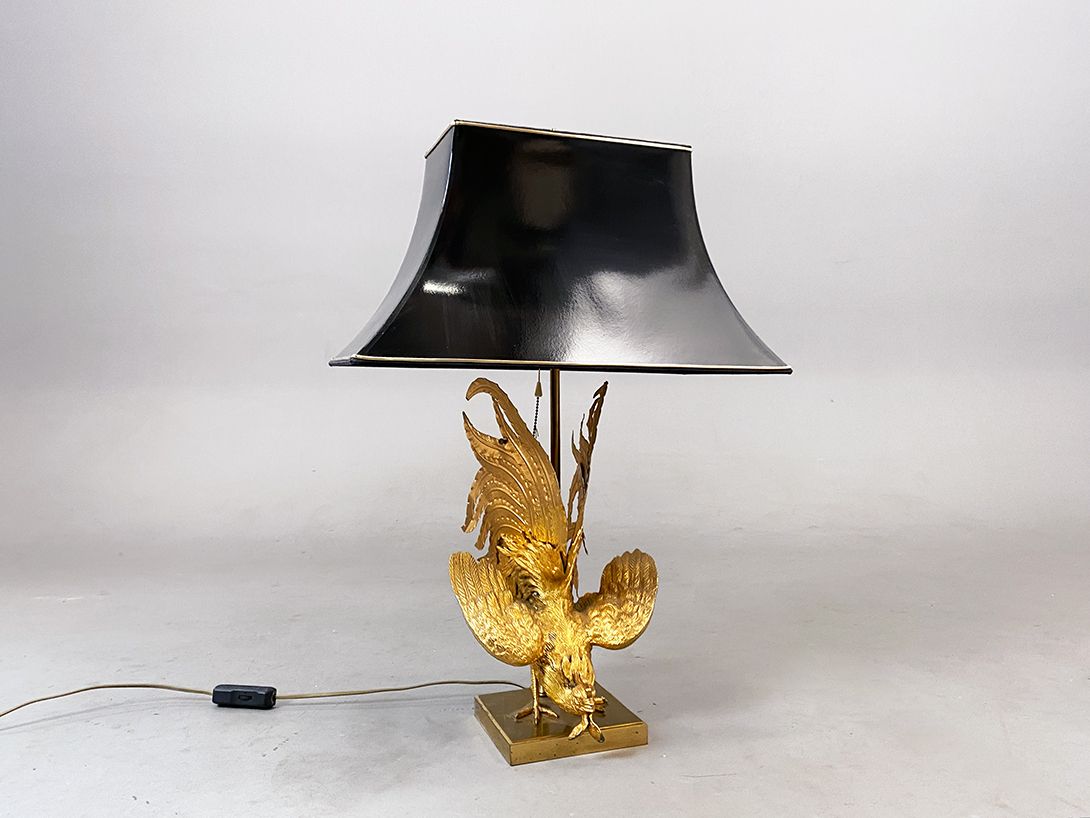 Foto Precious Table Lamp with Golden Rooster Cock Stand h80