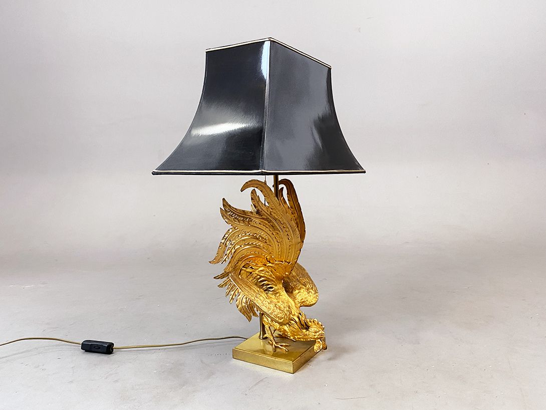Foto Precious Table Lamp with Golden Rooster Cock Stand h80