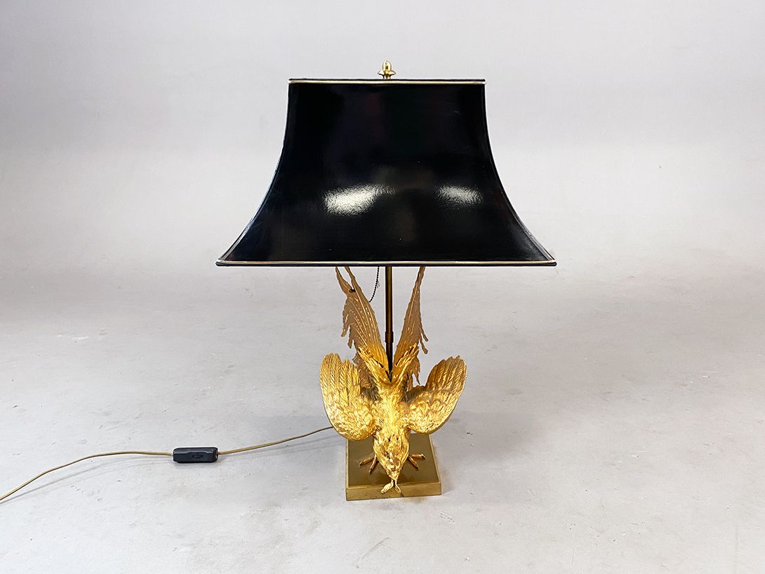 Foto Precious Table Lamp with Golden Rooster Cock Stand h80